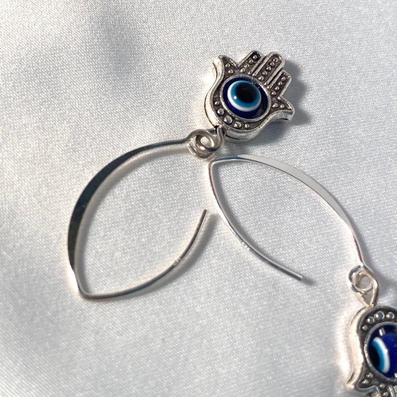 HAMSA Threader Earrings🧿 - Picture 3 of 7